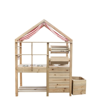 Duża Drewniana Kuchnia z Daszkiem + Akcesoria 