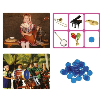 Karty obrazkowe i dźwięki instrumentów muzycznych